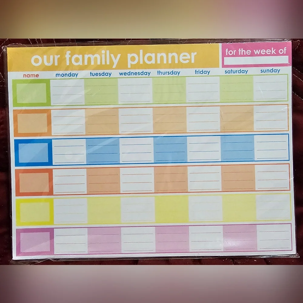 Colorful Weekly Family Planner (Magnetic with Tear Off Pages)